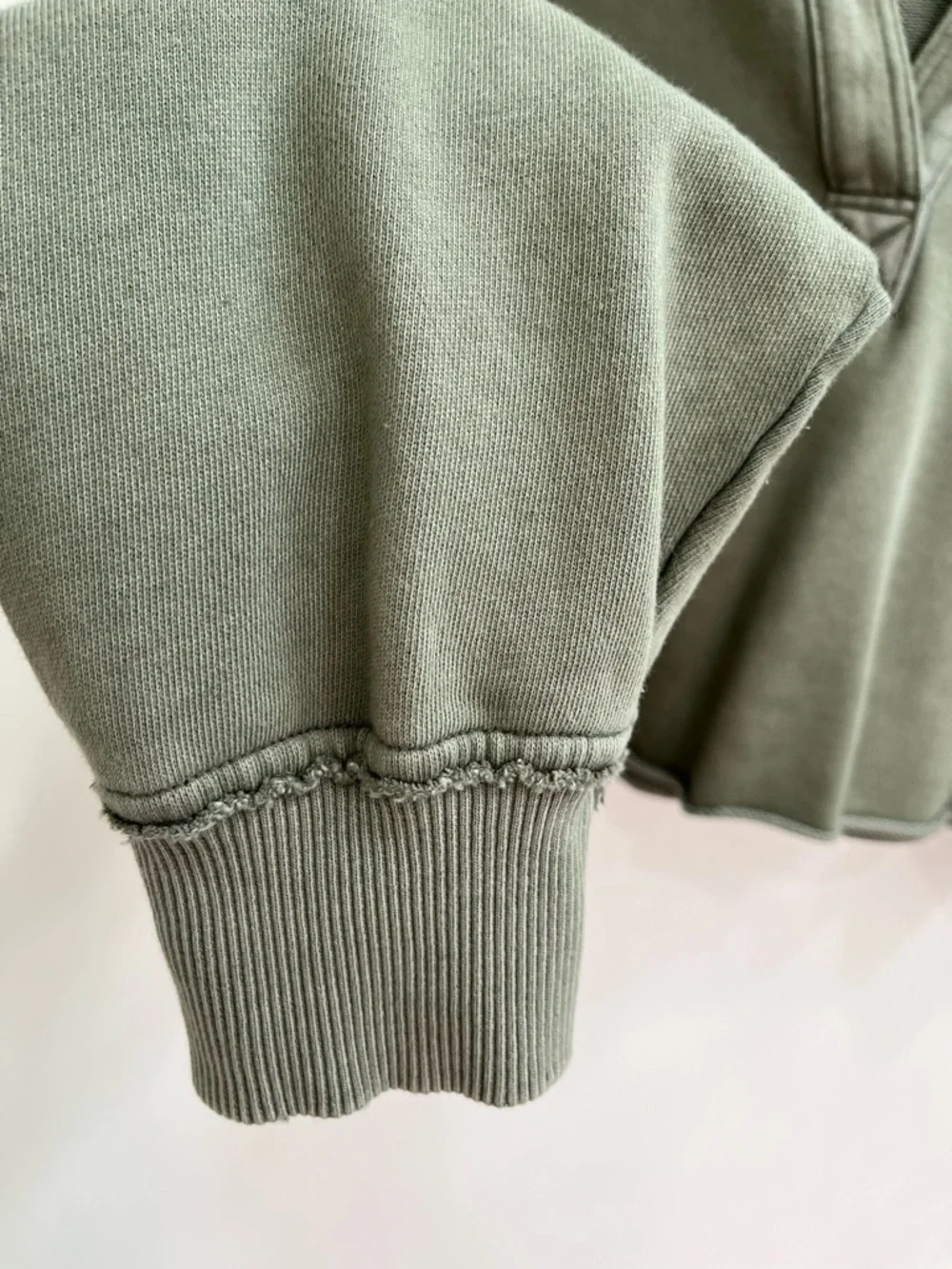 Aerie Cropped Open Neck Hoodie Sweatshirt Olive Sage Green Relaxed Casual Large - Picture 5 of 11